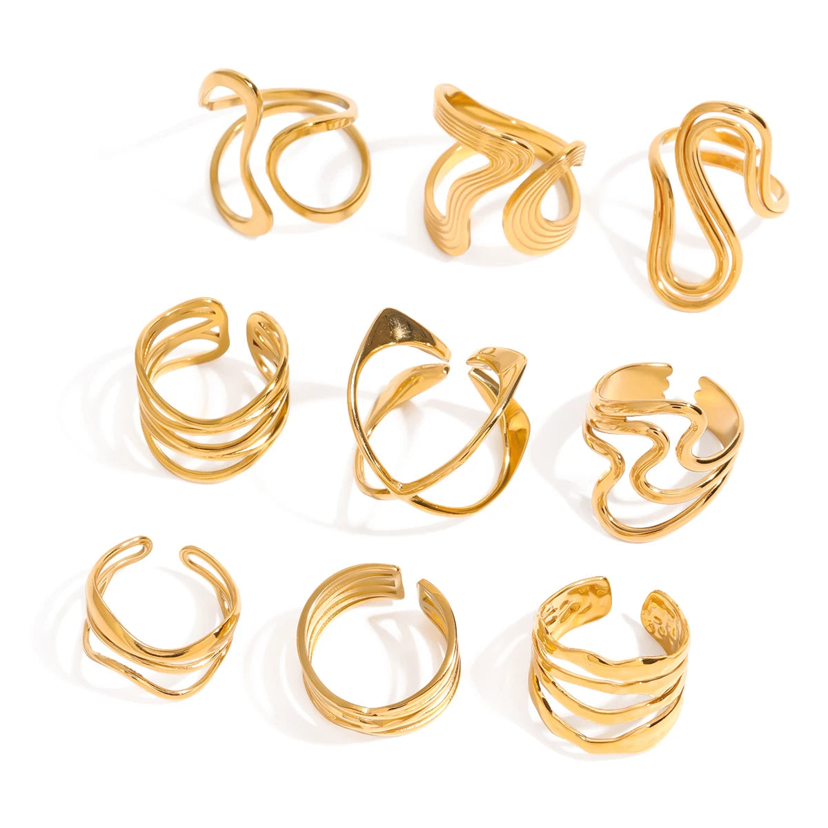 Uworld Fashion Geometric Open Ring Stacked Irregular Ring Women's Accessories Party Festival Accessories