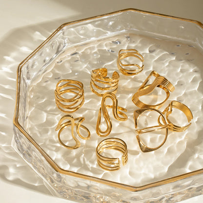 Uworld Fashion Geometric Open Ring Stacked Irregular Ring Women's Accessories Party Festival Accessories