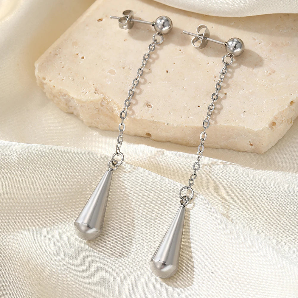 woiwoi Stainless steel earrings drop models chain pendant earrings ladies exquisite temperament simple jewelry banquet matching