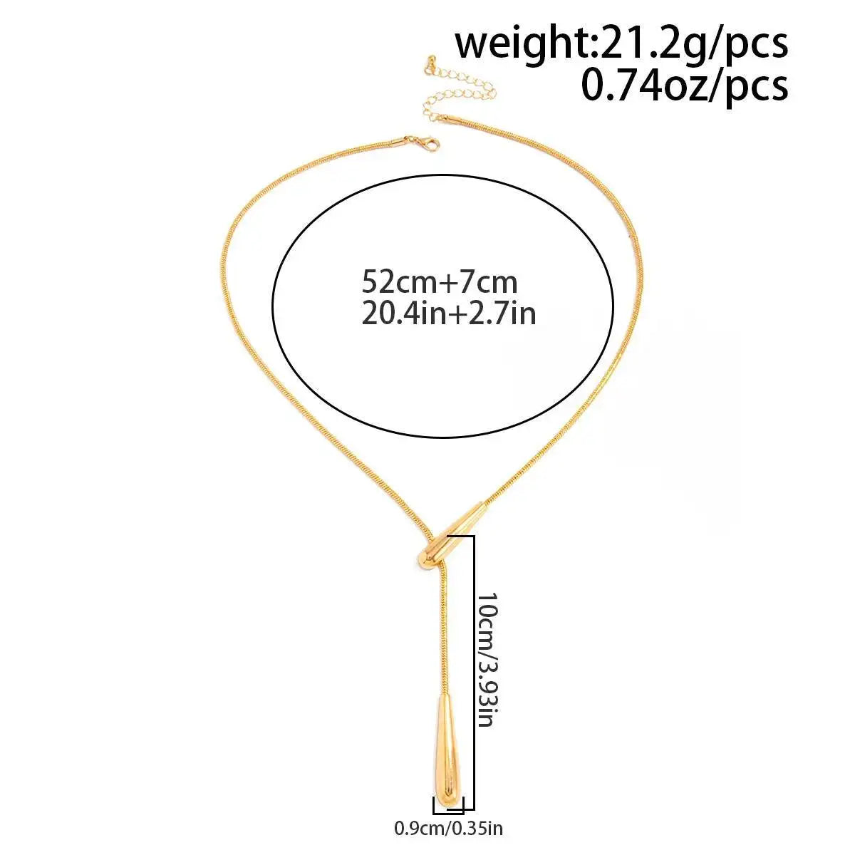 Ingemark Elegant Smooth Water Drop Pendant Necklace for Women Minimalist Long Snake Bone Chain Choker Sweater Chain Jewelry Gift