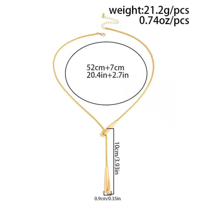 Ingemark Elegant Smooth Water Drop Pendant Necklace for Women Minimalist Long Snake Bone Chain Choker Sweater Chain Jewelry Gift