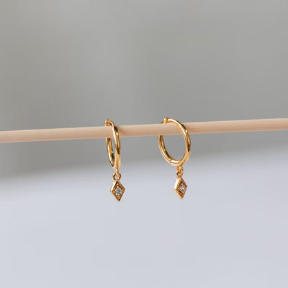Dangling Hoop Earrings by Caitlyn Minimalist • Dainty Diamond Charm Earrings • Minimalist Huggie Hoops • Gifts for Her