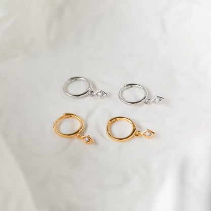 Dangling Hoop Earrings by Caitlyn Minimalist • Dainty Diamond Charm Earrings • Minimalist Huggie Hoops • Gifts for Her