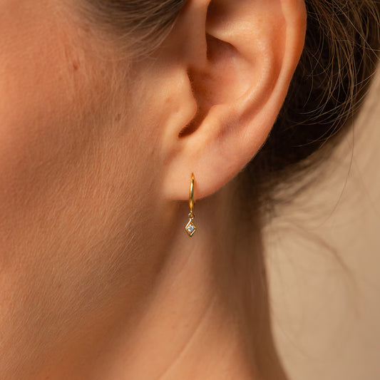 Dangling Hoop Earrings by Caitlyn Minimalist • Dainty Diamond Charm Earrings • Minimalist Huggie Hoops • Gifts for Her